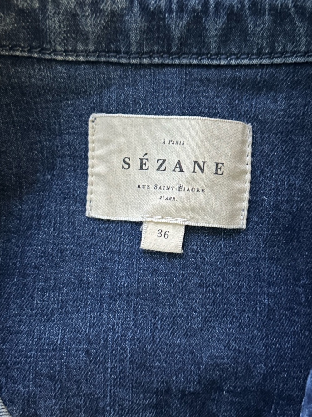 Sézane Leana Denim Shirt Dress Button Front Chambray Tiered Mini Long Sleeve - Picture 10 of 14